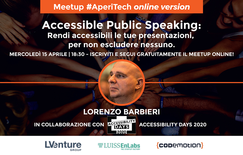 Copertina webinar "Accessible Public Speaking"